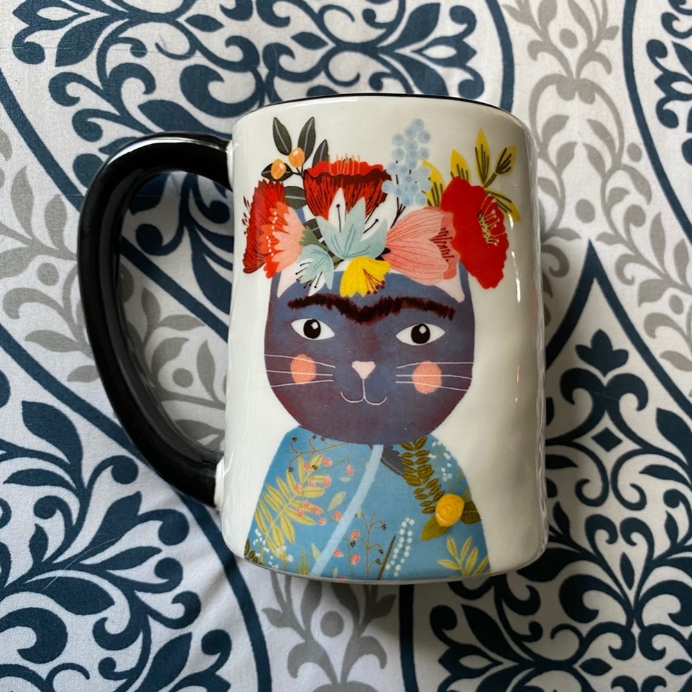 Anthropologie Frida Kahlo Cat Mug